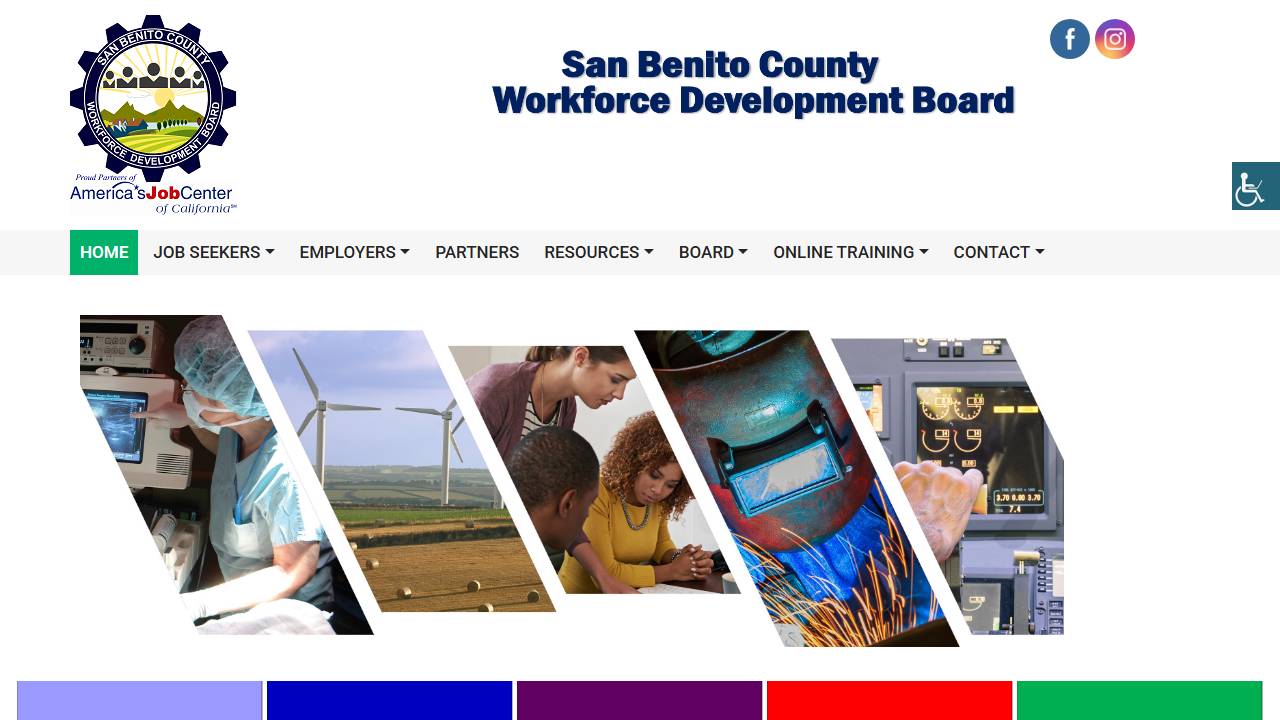 Screenshot of San Benito County Workforce Development Board website