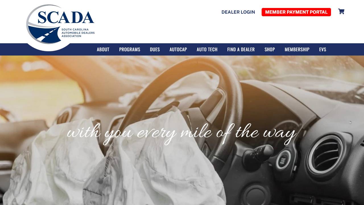 Screenshot of South Carolina Automobile Dealers Association website