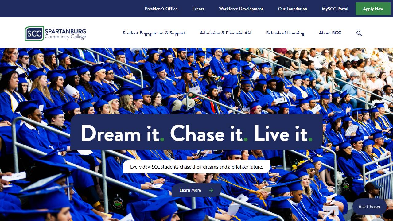 Screenshot of Spartanburg Technical College website