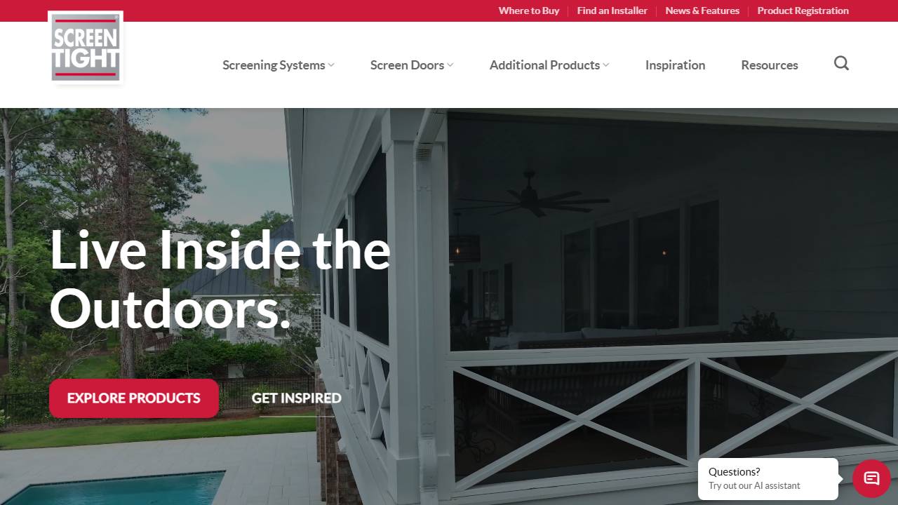 Screenshot of Screen Tight website