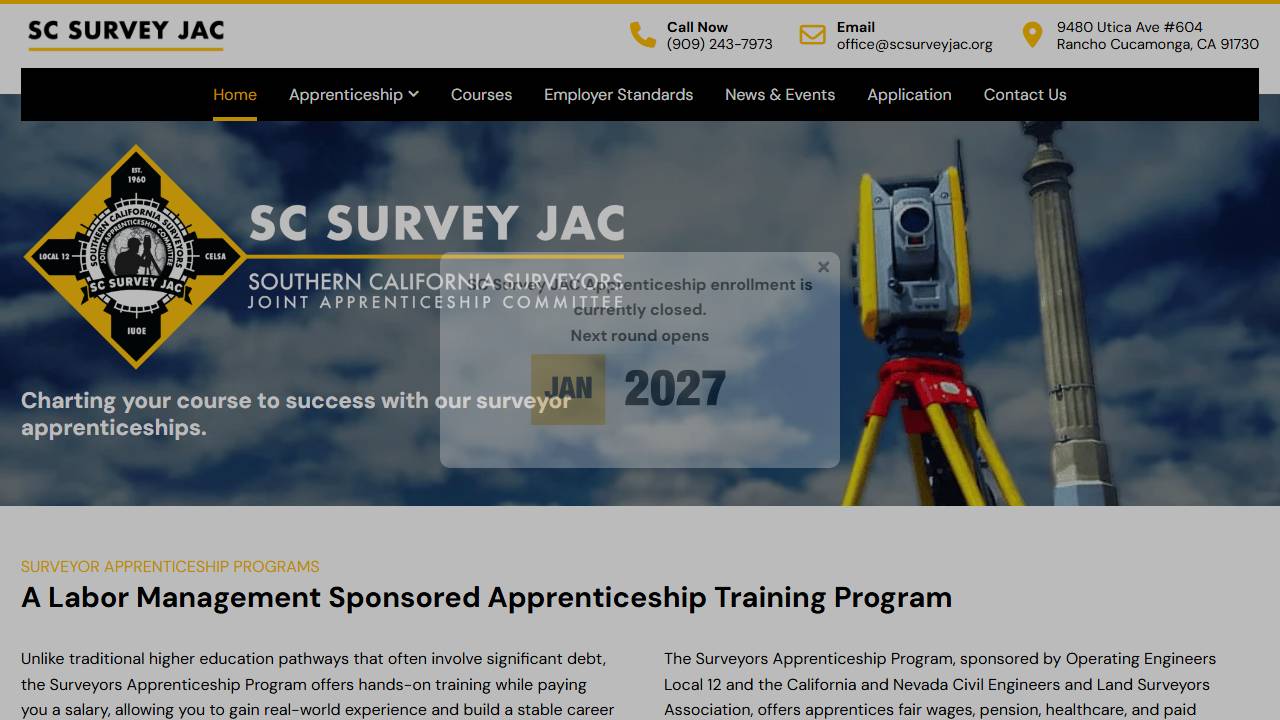 Screenshot of SO CA Surveyors JAC website