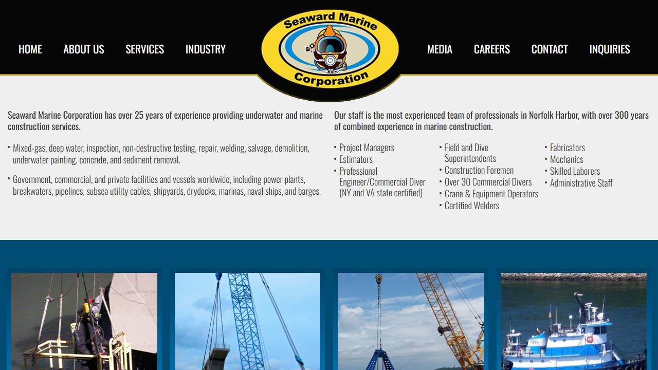 Screenshot of Seaward Marine Corporation website