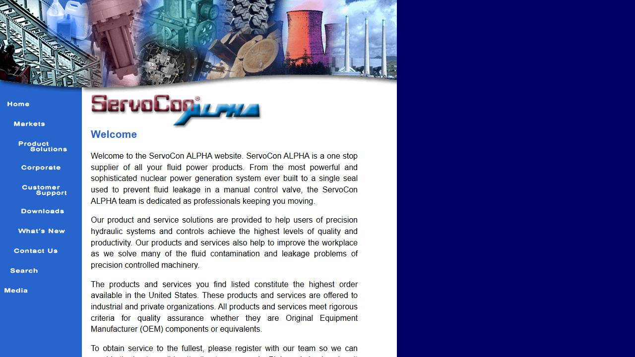 Screenshot of Servocon Alpha website