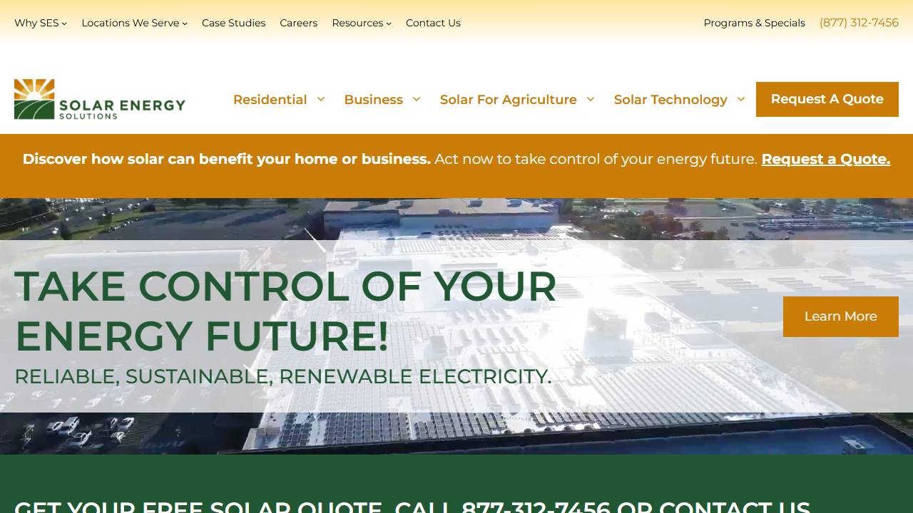 Screenshot of Solar Energy Solutions website
