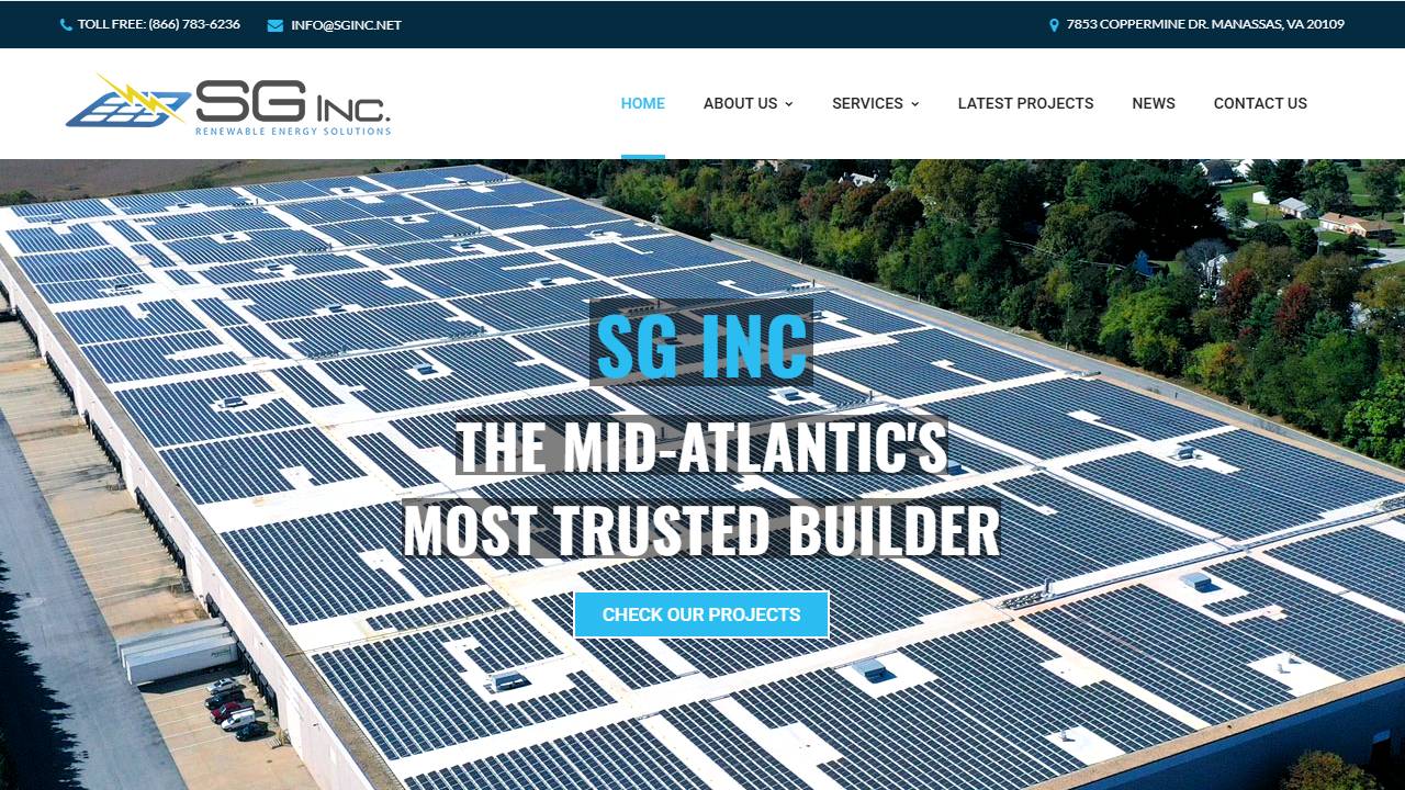 Screenshot of Solar Guys Inc website