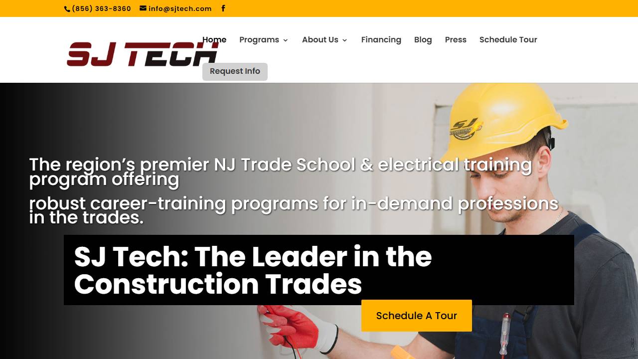 Screenshot of SJ Tech Training School website