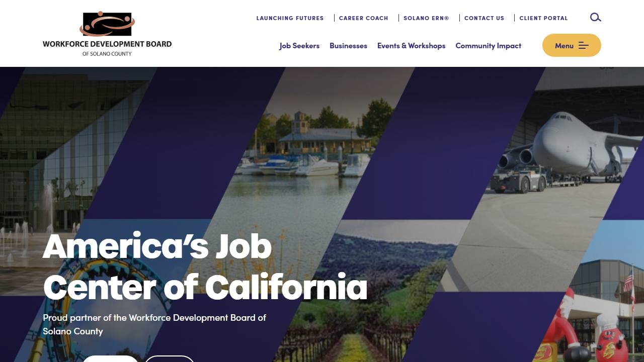 Screenshot of Solano County Workforce Development Board website