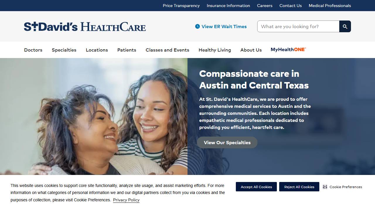 Screenshot of St David'S Healthcare website