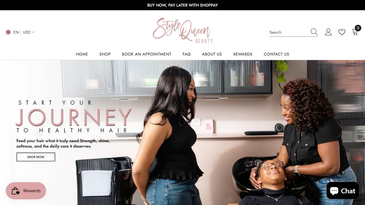 Screenshot of Style Queen Beauty Inc. website