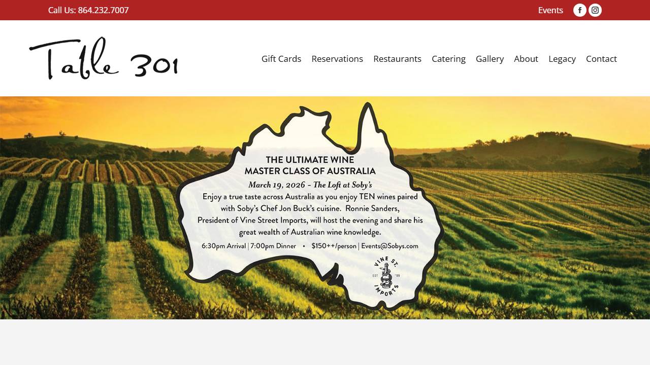 Screenshot of Table 301 website