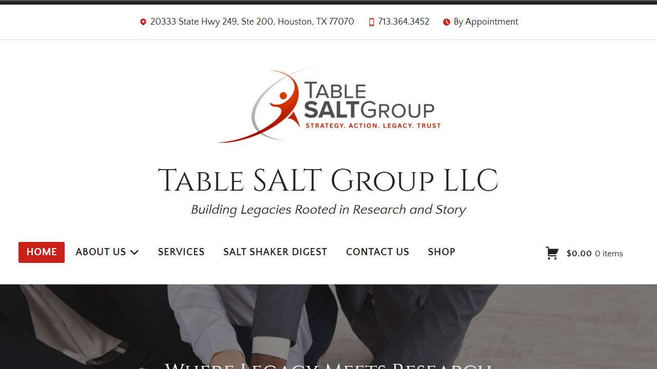 Screenshot of Table Salt Group website
