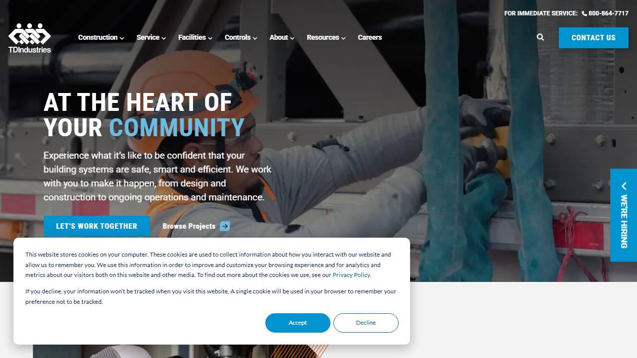 Screenshot of T D Industries website