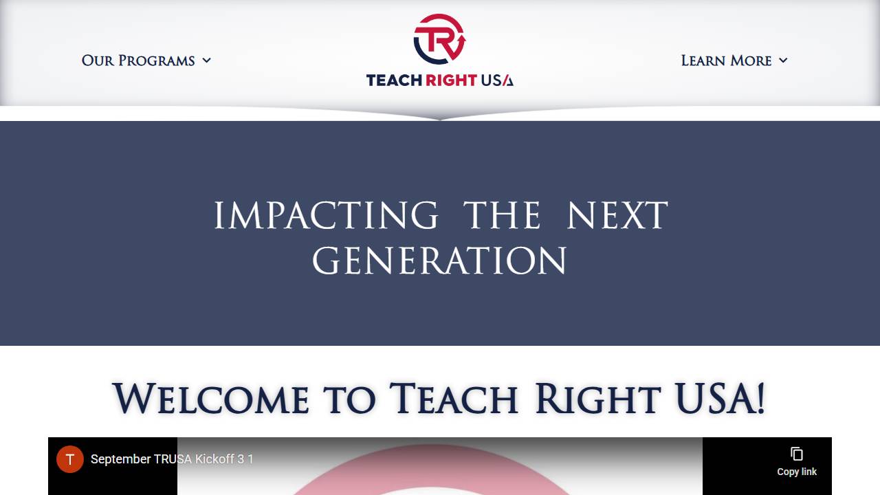 Screenshot of Teach Right USA website