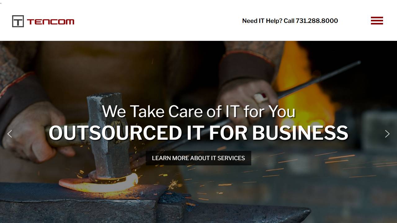 Screenshot of Tencom Services website