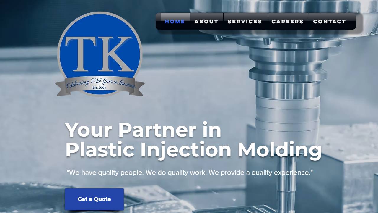 Screenshot of TK Mold & Engineering, Inc. website