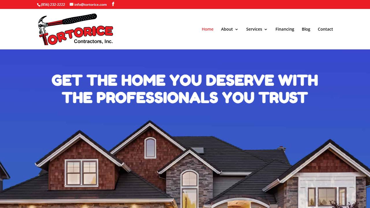 Screenshot of Tortorice Contractors, Inc. website