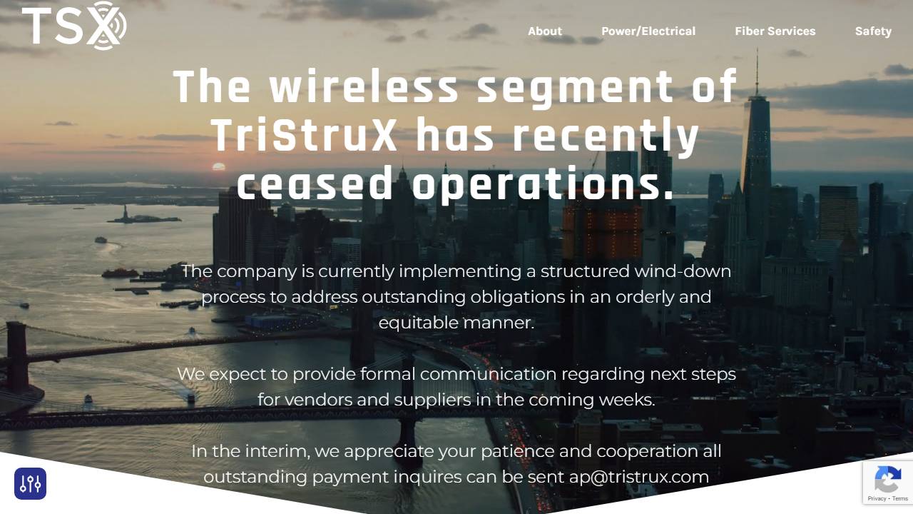 Screenshot of TriStruX, LLC website