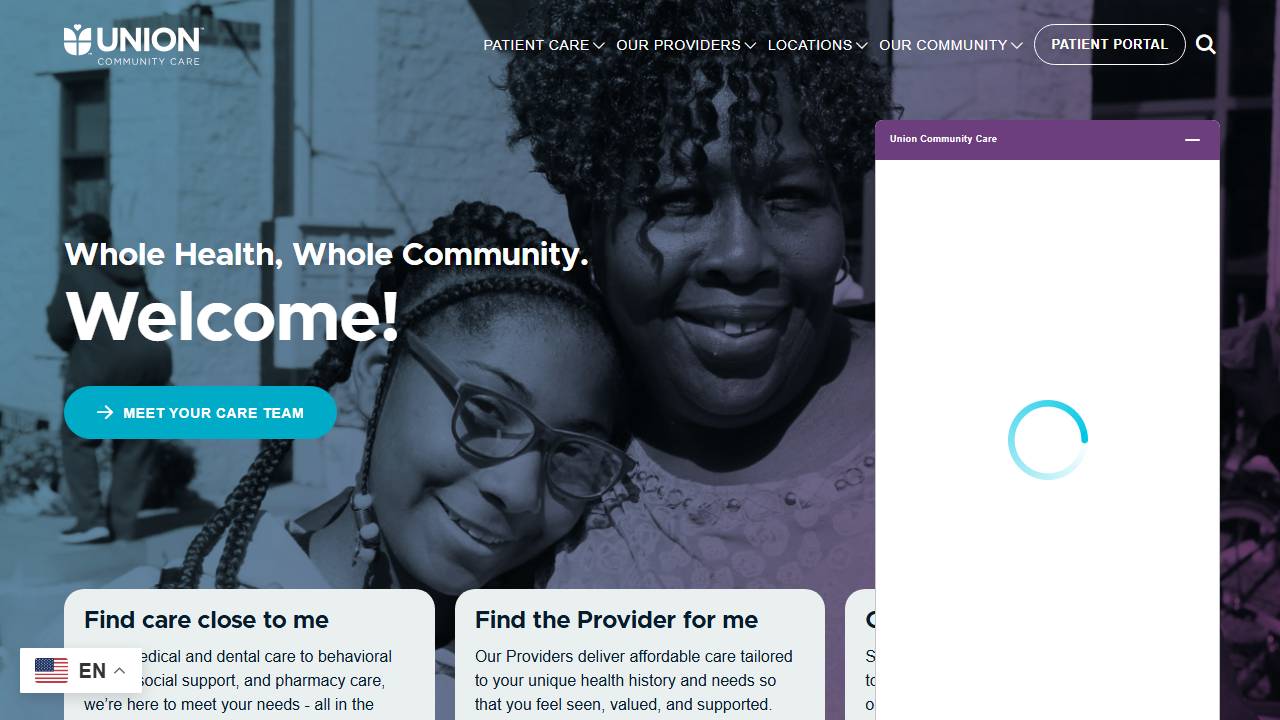 Screenshot of Union Community Care website