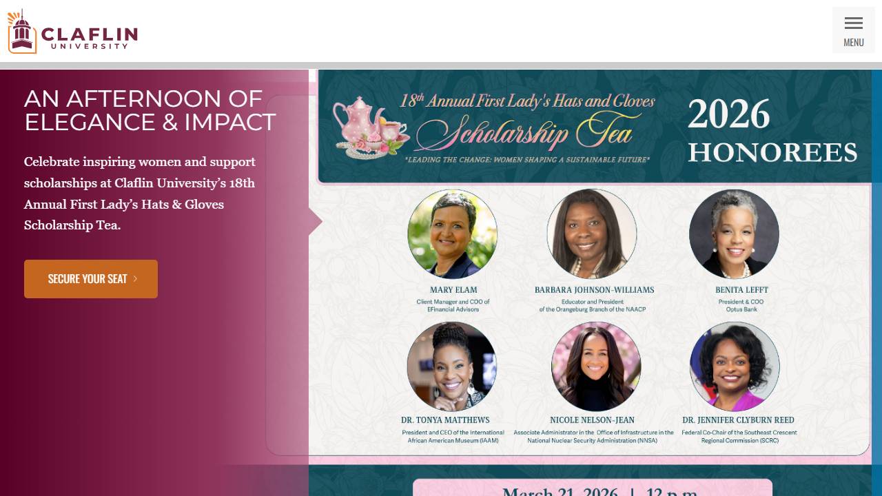 Screenshot of Claflin University website