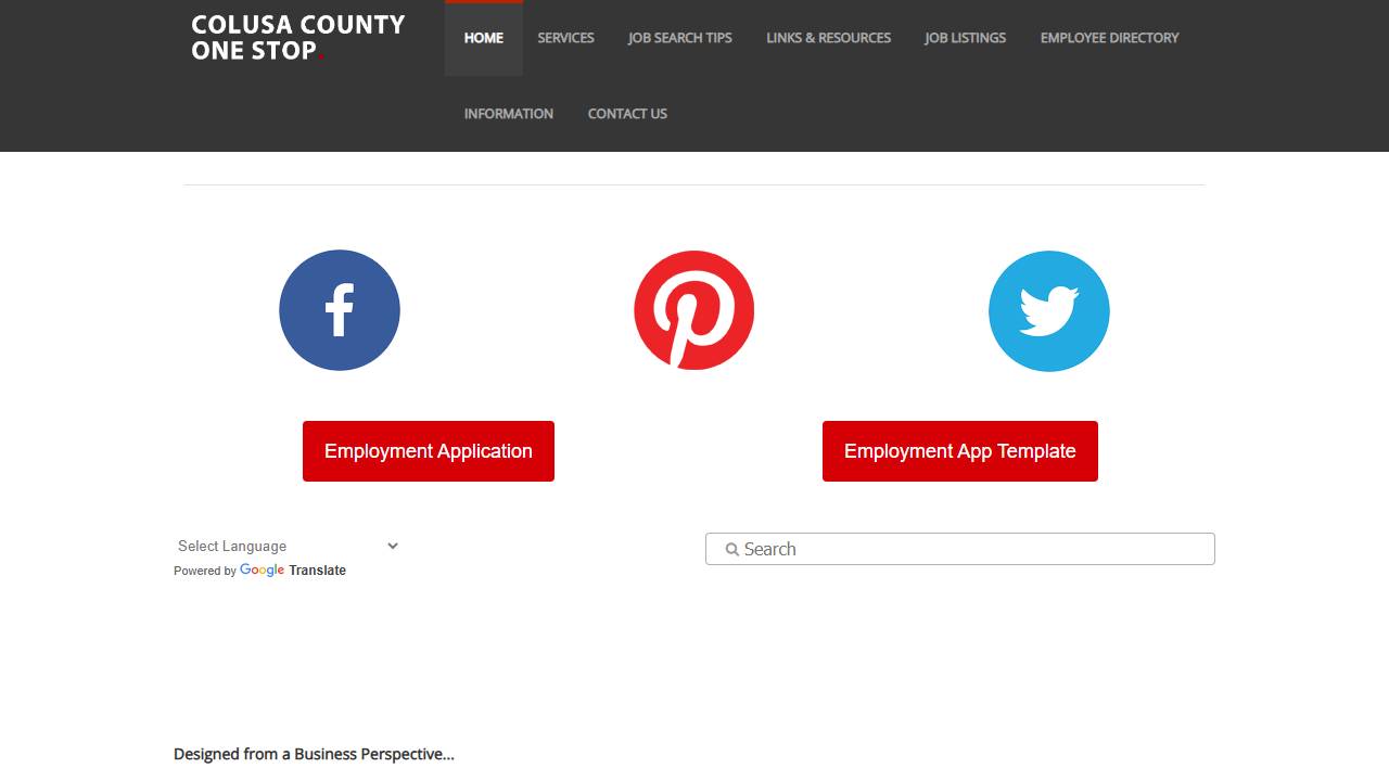 Screenshot of Colusa County One-Stop Partnership website