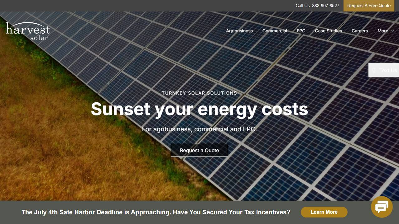 Screenshot of Harvest Energy Solutions, LLC website