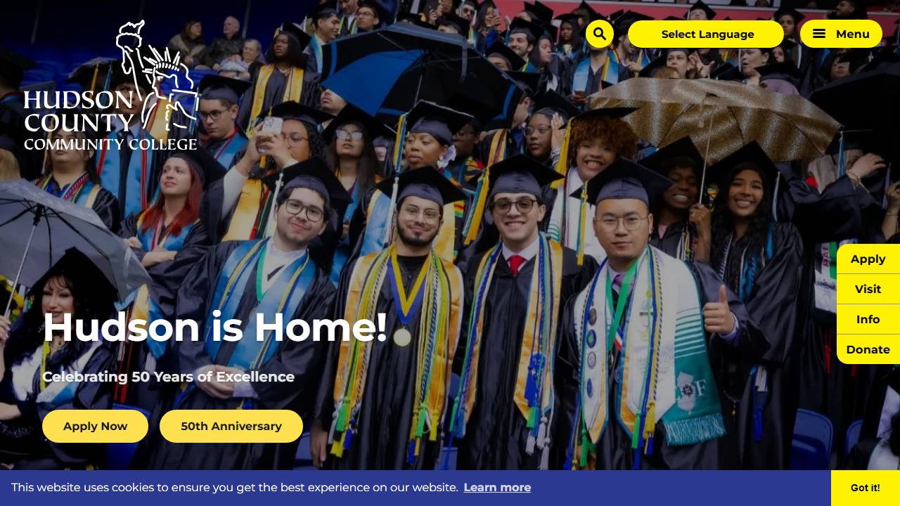 Screenshot of Hudson County Community College website
