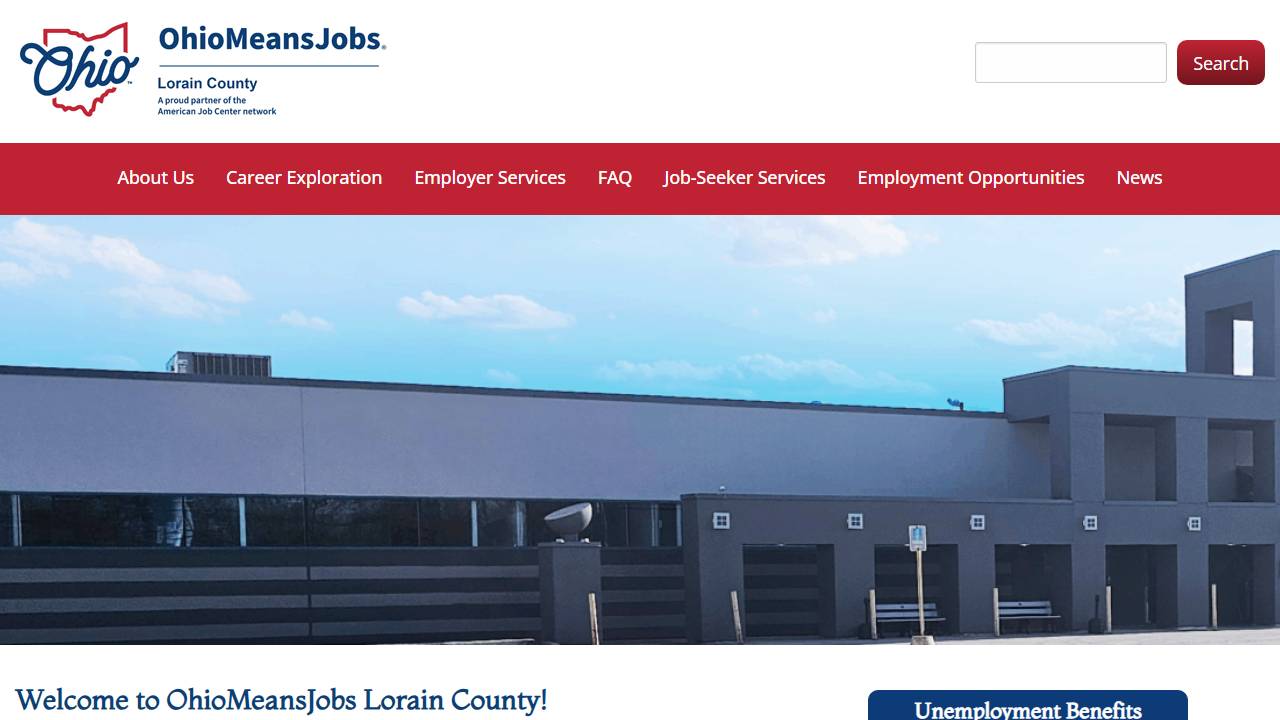 Screenshot of OhioMeansJobs Lorain County website