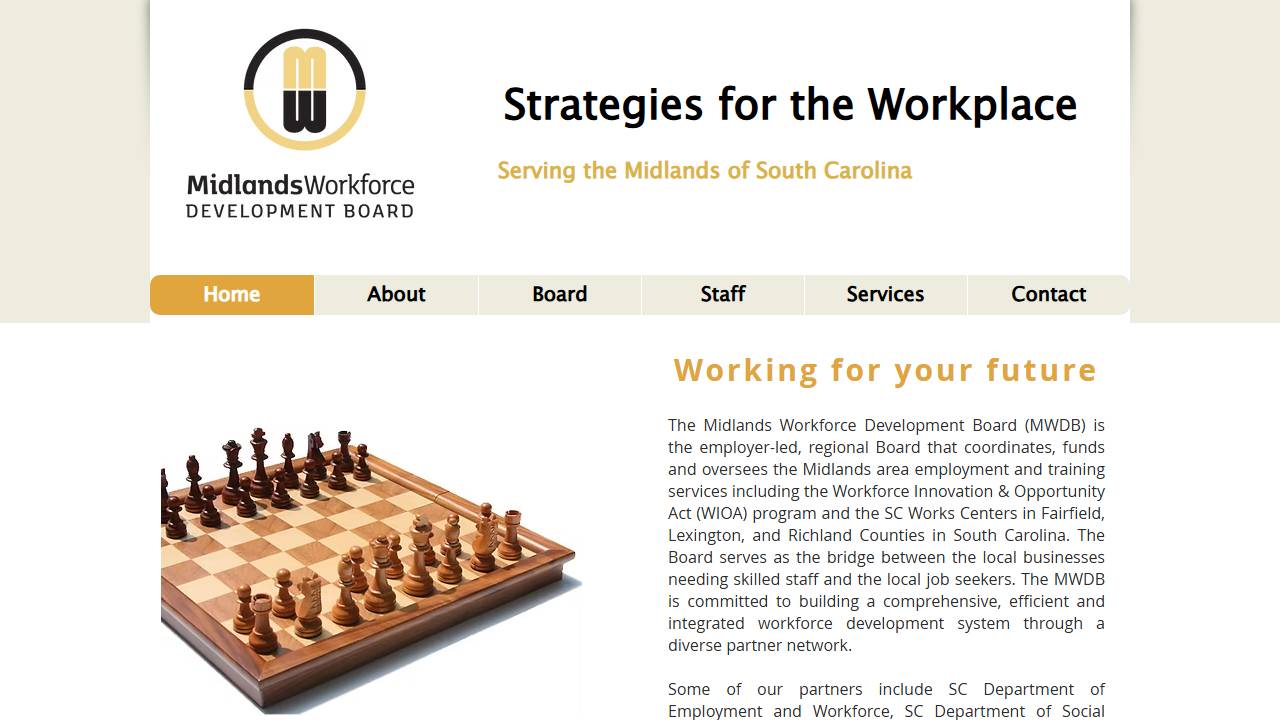 Screenshot of Midlands Workforce Development Board website