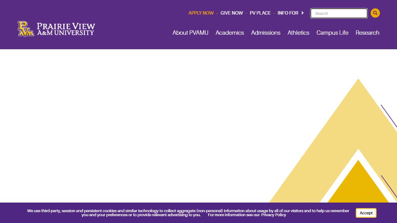Screenshot of Prairie View A&M University website