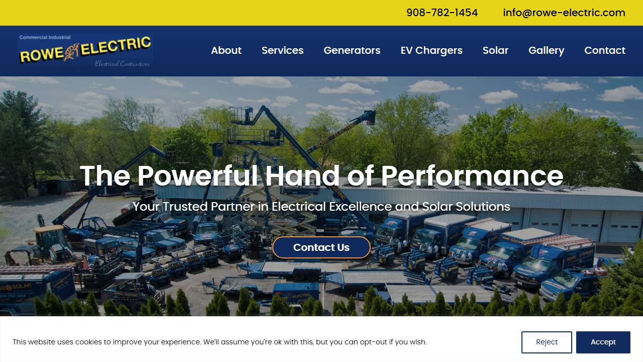 Screenshot of Rowe Electric, Inc. website