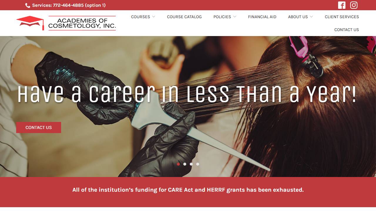 Screenshot of Fort Pierce Beauty Academy website