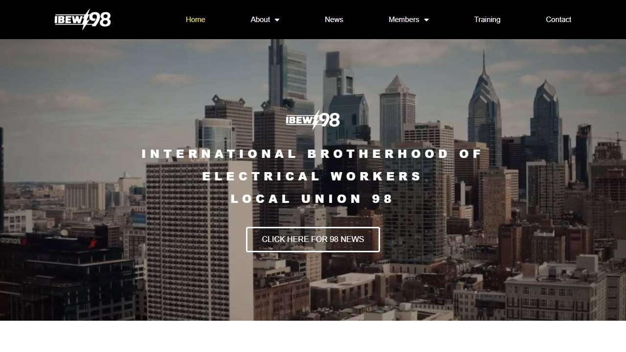 Screenshot of Apprentice for the Electrical Industry IBEW Local 98 website