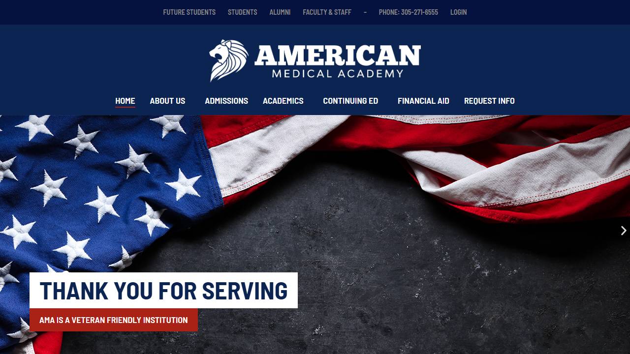 Screenshot of American Medical Academy website
