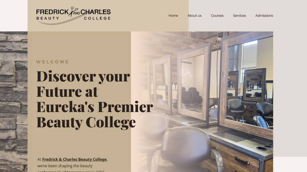 Screenshot of Fredrick and Charles Beauty College website
