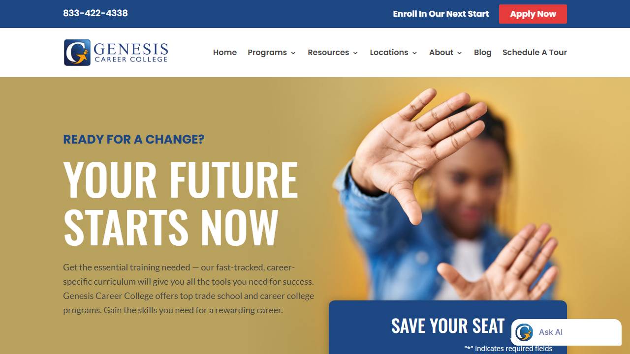 Screenshot of Loraines Academy & Spa website