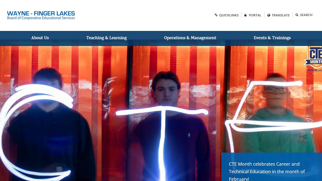 Screenshot of Wayne Finger Lakes BOCES-Practical Nursing Program website